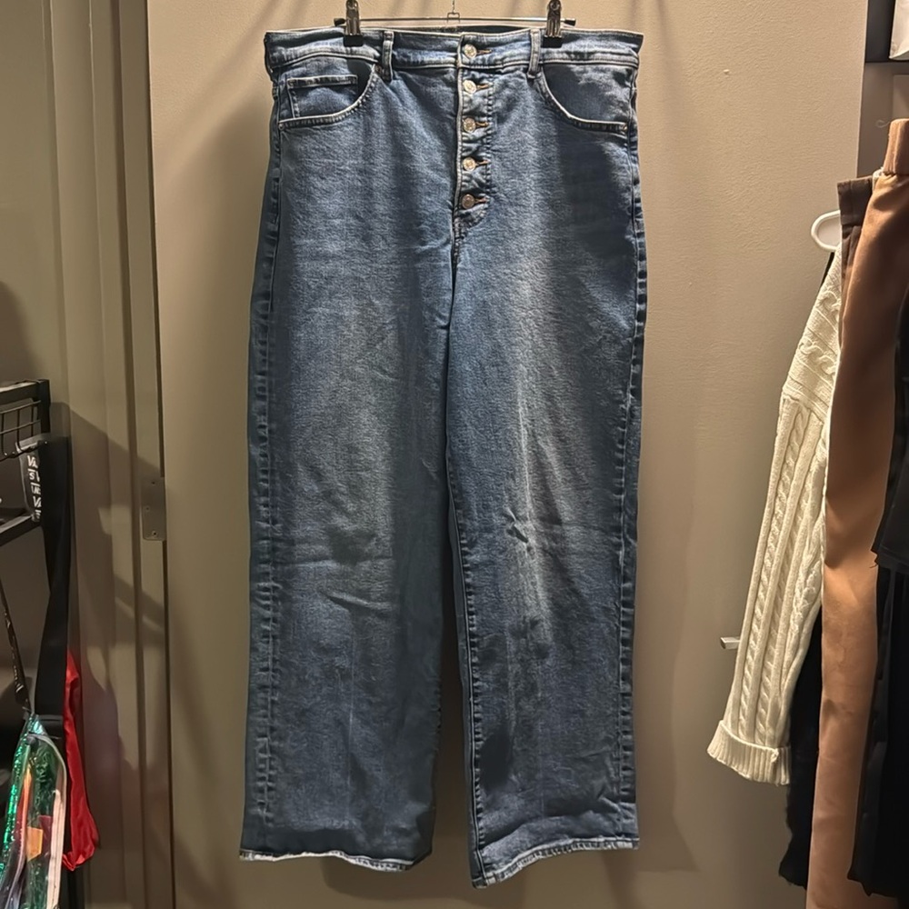 Express Wide Leg Super High Rise Jeans | Size 14